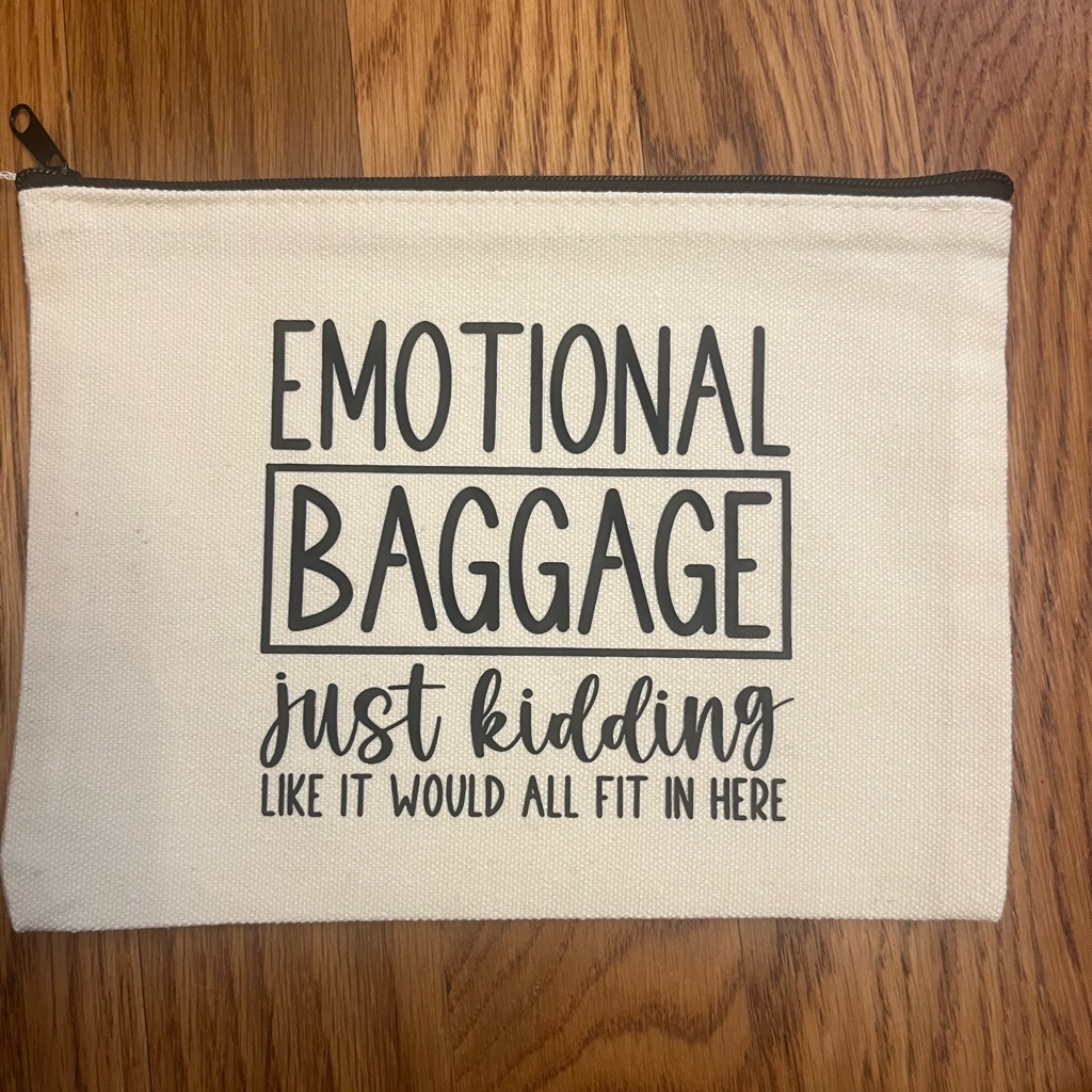 Canvas Pouch With Humorous Print - White